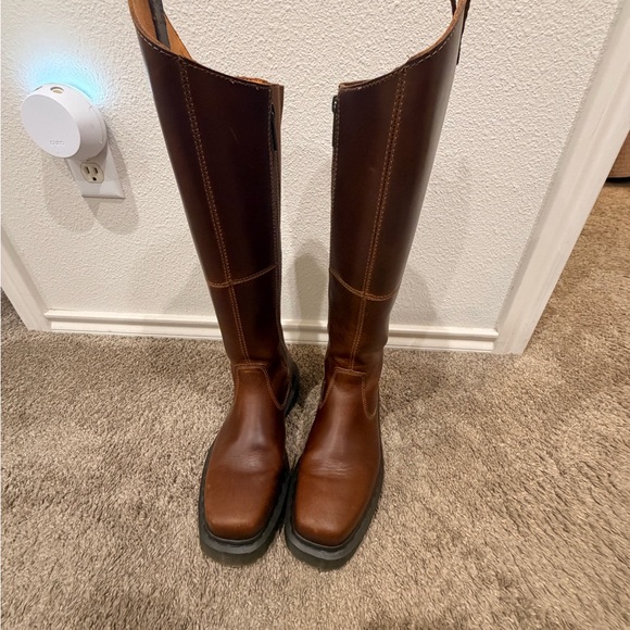 Dr. Martens Amaayah Hi Brown Knee-High Leather Boots - Picture 2 of 4